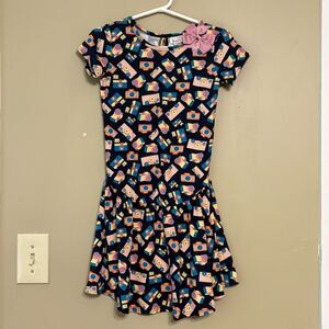 Dotdot Smile Girls Vibrant Navy Pink Orange Camera Print Dress Size 7
